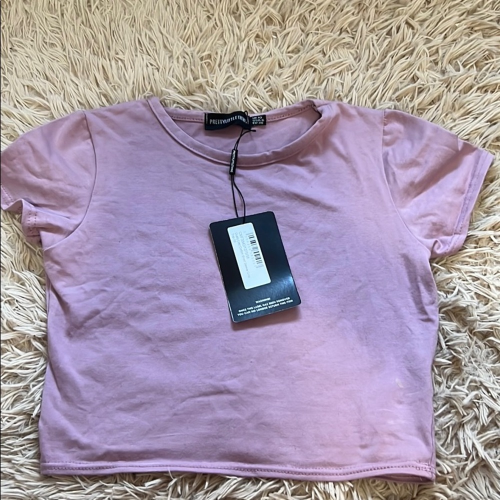 Dusty Lilac Cotton Short Sleeve Crop Tee